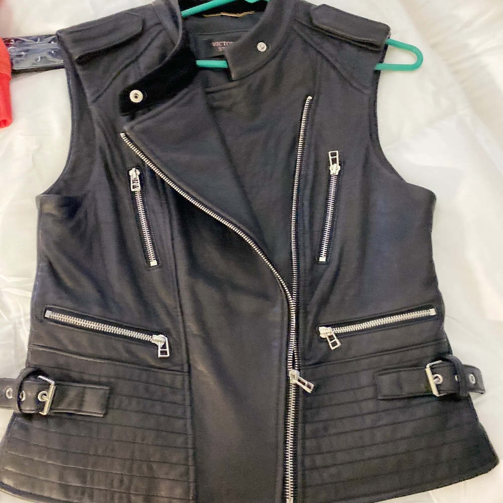 black leather vest SOLD